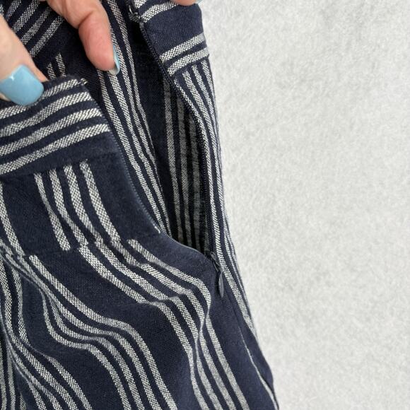 Ann Taylor LOFT Outlet Womens Sz 6 Navy Striped Criss Cross Linen Blend Tank NWT - Picture 6 of 9